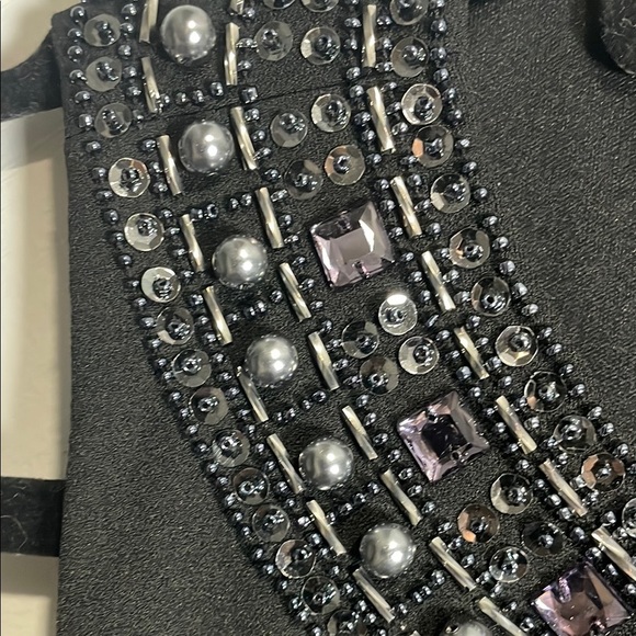 Tahari Black Embellished Ruched Mini Dress - Picture 4 of 12